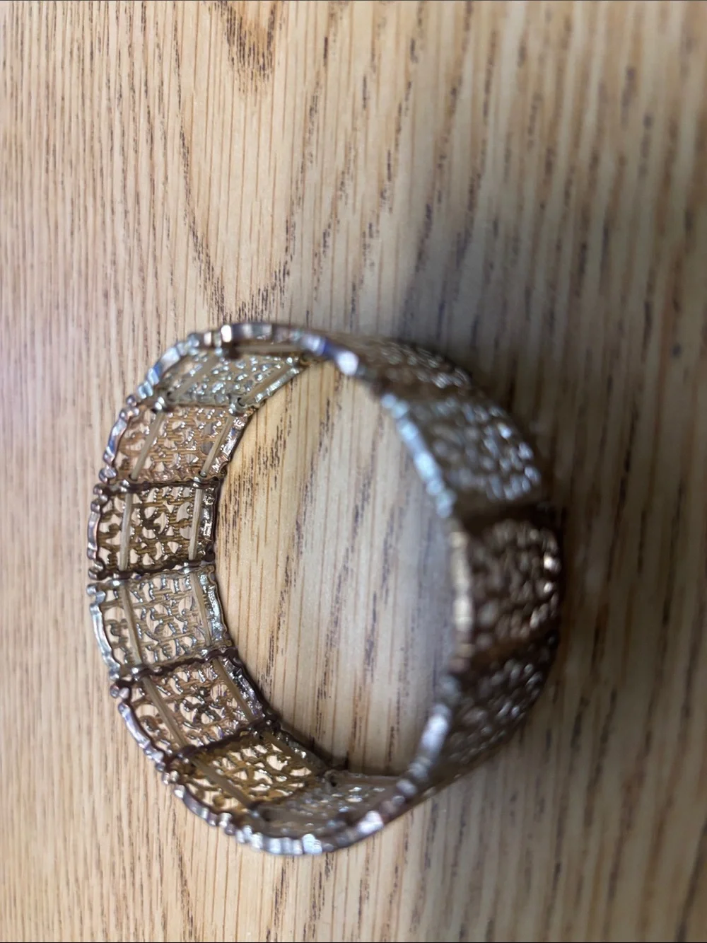Intricate Filigree Stretch Bracelet in Rose-Tone Metal